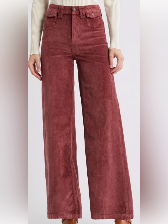 Free People Pants - Free People High-Rise Wide Leg Corduroy Pants in Rosewood + A GIFT 🎁